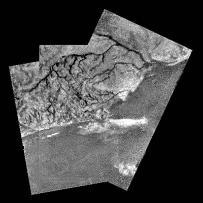 Mosaic of river channel and ridge area on Titan