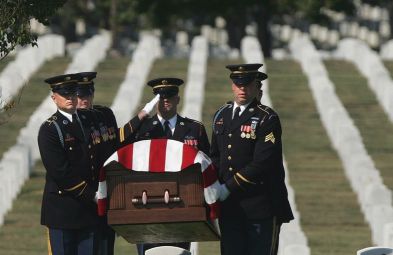 An Army honor guard 
carries the casket of Army Sgt. Michael C. Hardegree, of Villa Rica, 
Ga., during funeral services at Arlington National Cemetery in 
Arlington, Va