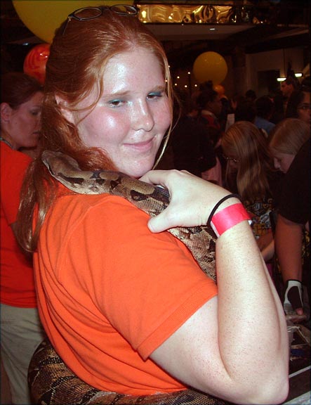 A snake and handler for the Harry Potter release event