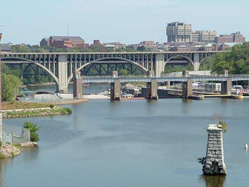 The I-35W Bridge as seen from the Stone Arch Bridge