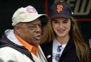 Willie Mays & Brooke Shields - Rockies at Giants