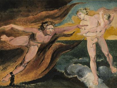 'The Good and Evil Angels Struggling for Possession of a Child' by William Blake