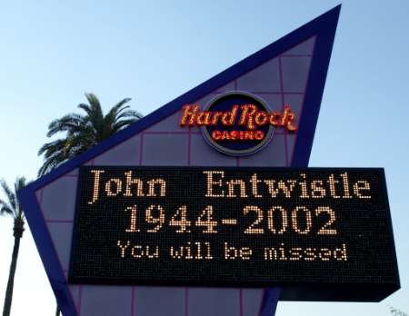 The marquee at the Hard Rock Hotel & Casino, June 27, 2002. Photo by Ethan Miller