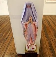 The Blake Prize entry titled 'The Fourth Secret of Fatima' by artist Luke Sullivan is exhibited in Sydney August 30, 2007. The statue of the Virgin Mary, wearing a burqa, has been criticised by Australia's Prime Minister John Howard for undermining Australians' religious beliefs.  Photo by Mick Tsikas