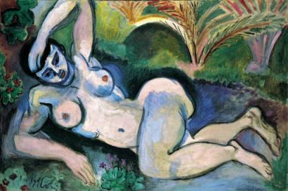 This is Henri Matisse's 'Blue Nude: Memory of Biskra,' painted in 1907, on display at the Museum of Modern Art in New York as part of the 'Matisse Picasso' show, running from Feb. 13 through May 19, 2003. The exhibit, charting the complicated, decades-long friendship and rivalry between Pablo Picasso and Henri Matisse, features side-by-side displays of 138 works of art created over a 50-year period.