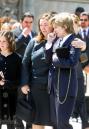 Heather Menzies, widow, comforted by daughter, Emily. Photo by Lee Celano