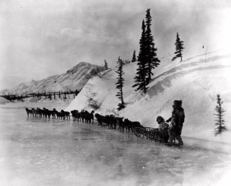 Scene from the 1924 movie ''The Chechahcos'', the first feature film to be shot entirely on location in the Alaska Territory